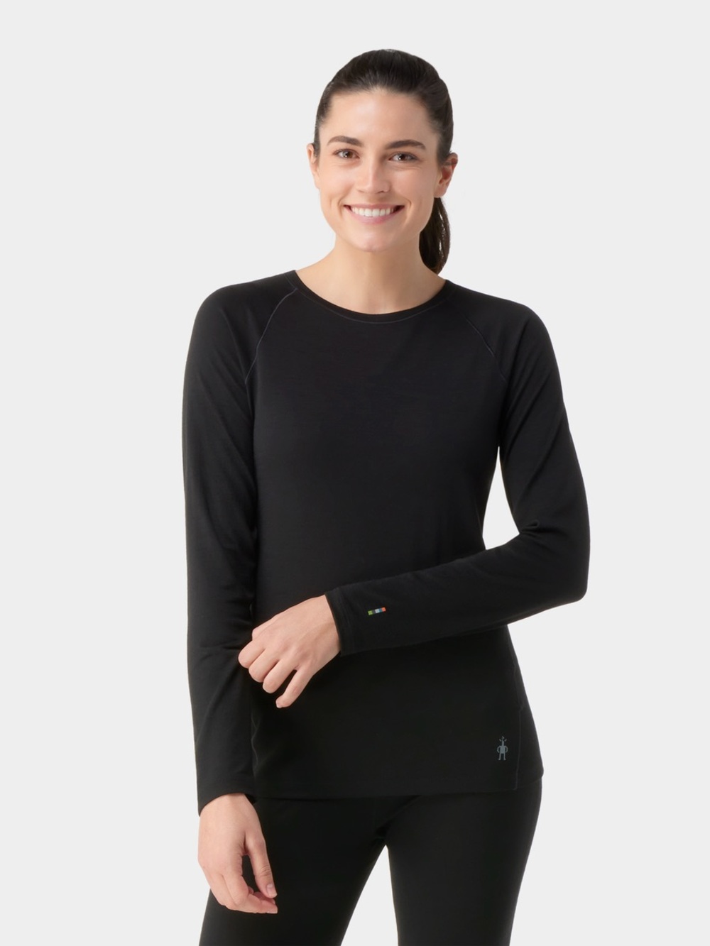 Smartwool Black Base Layer Women's Long-Sleeve Crewneck Top Size Large